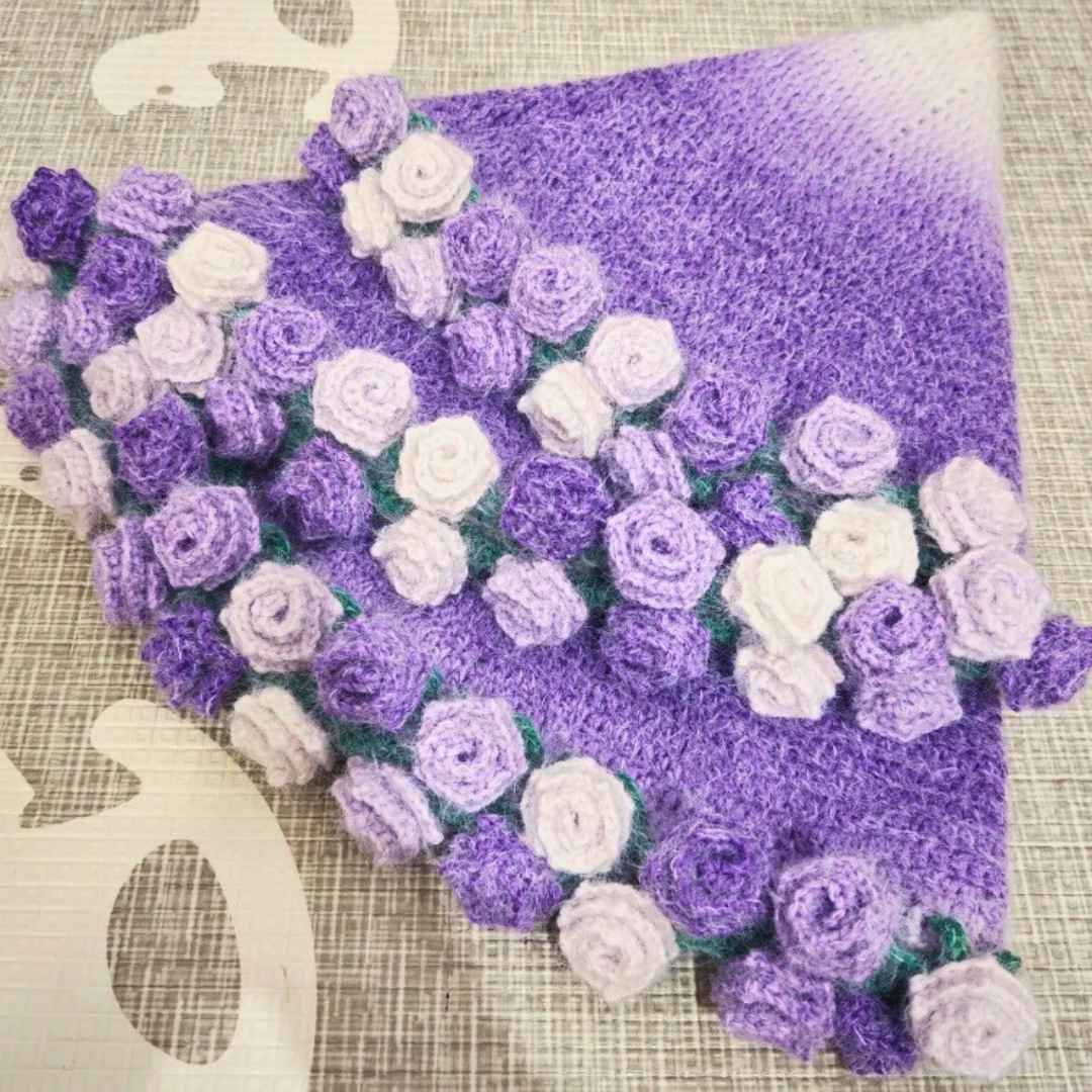 Lavender Dream Crochet Rose Blanket