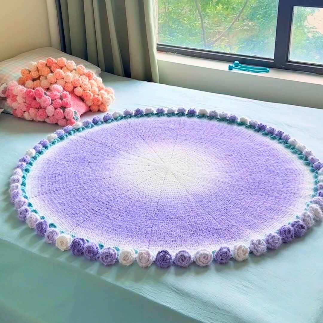 Lavender Dream Crochet Rose Blanket