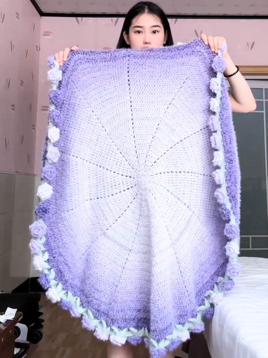 Lavender Dream Crochet Rose Blanket