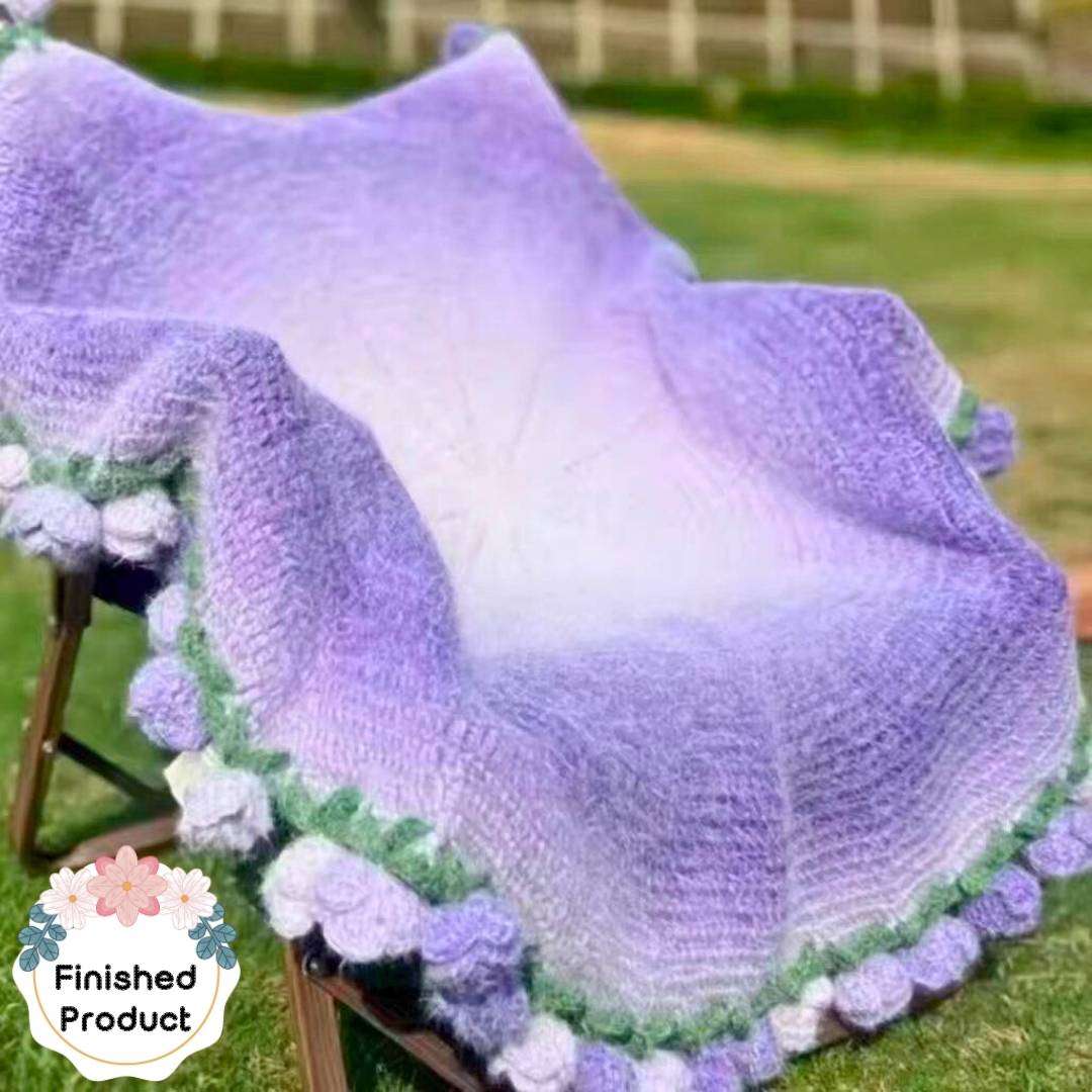 Lavender Dream Crochet Rose Blanket