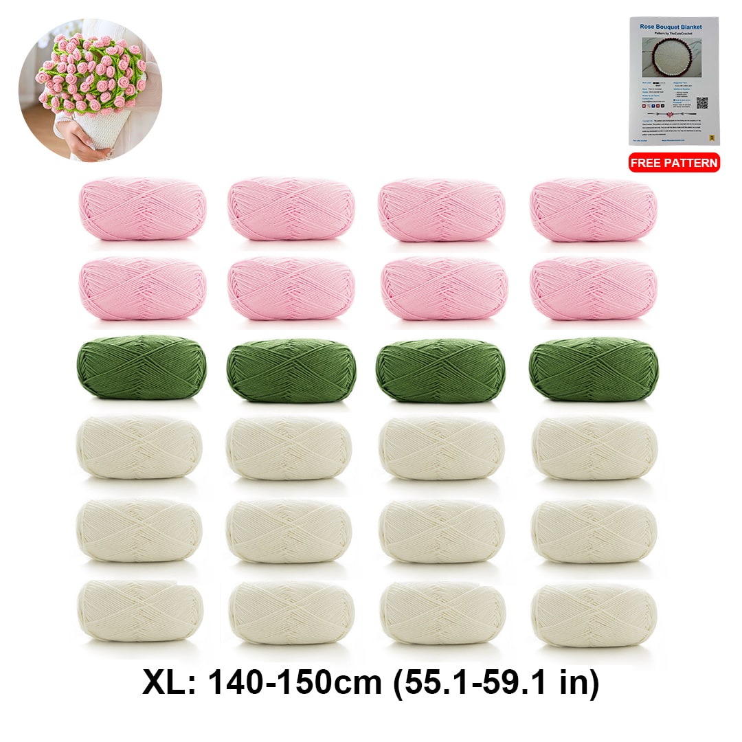 DIY Crochet Kit – Rose Bouquet Blanket Yarn Pack