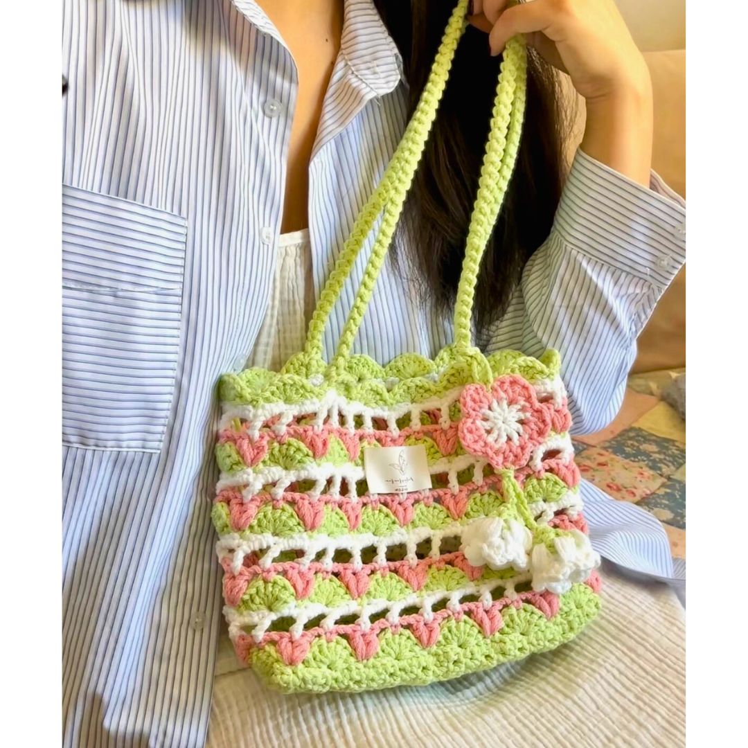 Handmade Crochet Bag with Flowers