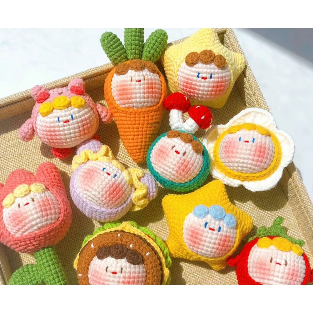 Handmade Crochet Vegetable & Flower Dolls