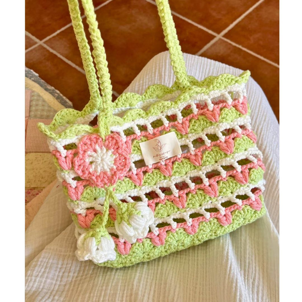 Handmade Crochet Bag with Flowers