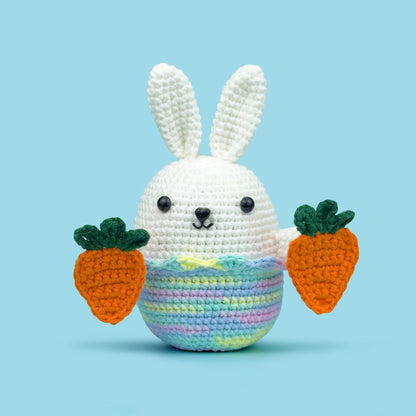 The Cute Crochet beginner kit - multicolor yarn bunny with Carrot Fidget Spinner