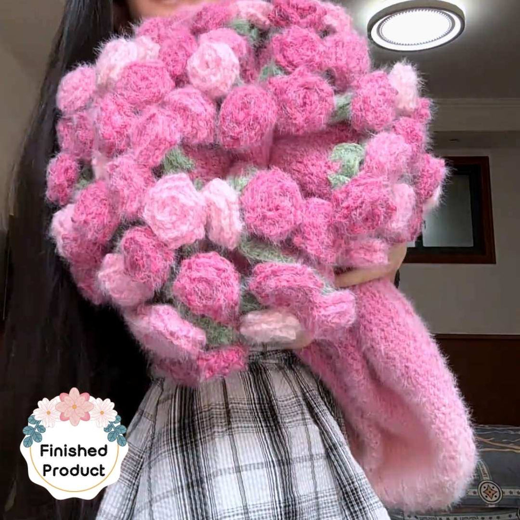 Peach Cloud Crochet Rose Blanket
