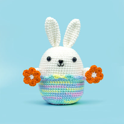 The Cute Crochet beginner kit - multicolor yarn bunny with Flower Fidget Spinner