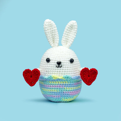 The Cute Crochet beginner kit - multicolor yarn bunny with Heart Shaped Fidget