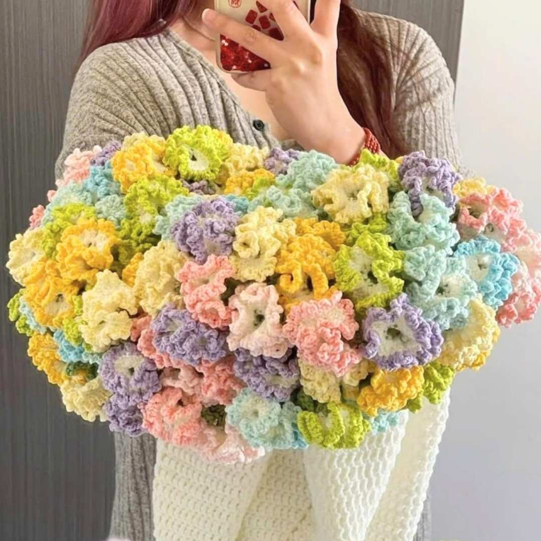 Carnation Crochet Bouquet Blanket - TheCuteCrochet