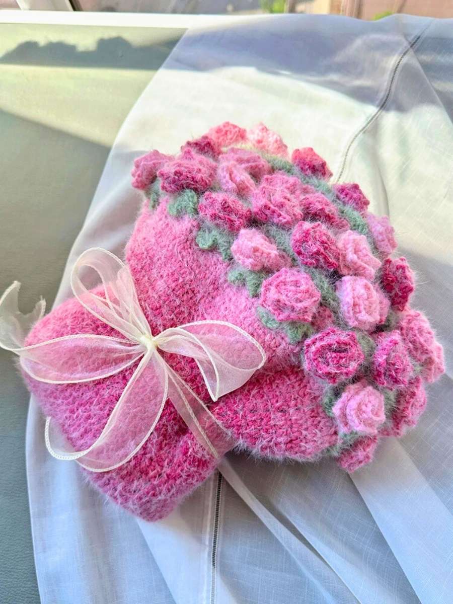 Cotton Candy Rose Bouquet Blanket - TheCuteCrochet