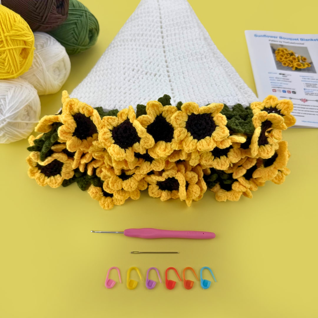 Sunflower Bouquet Crochet Kit – Beginner-Friendly Blanket DIY