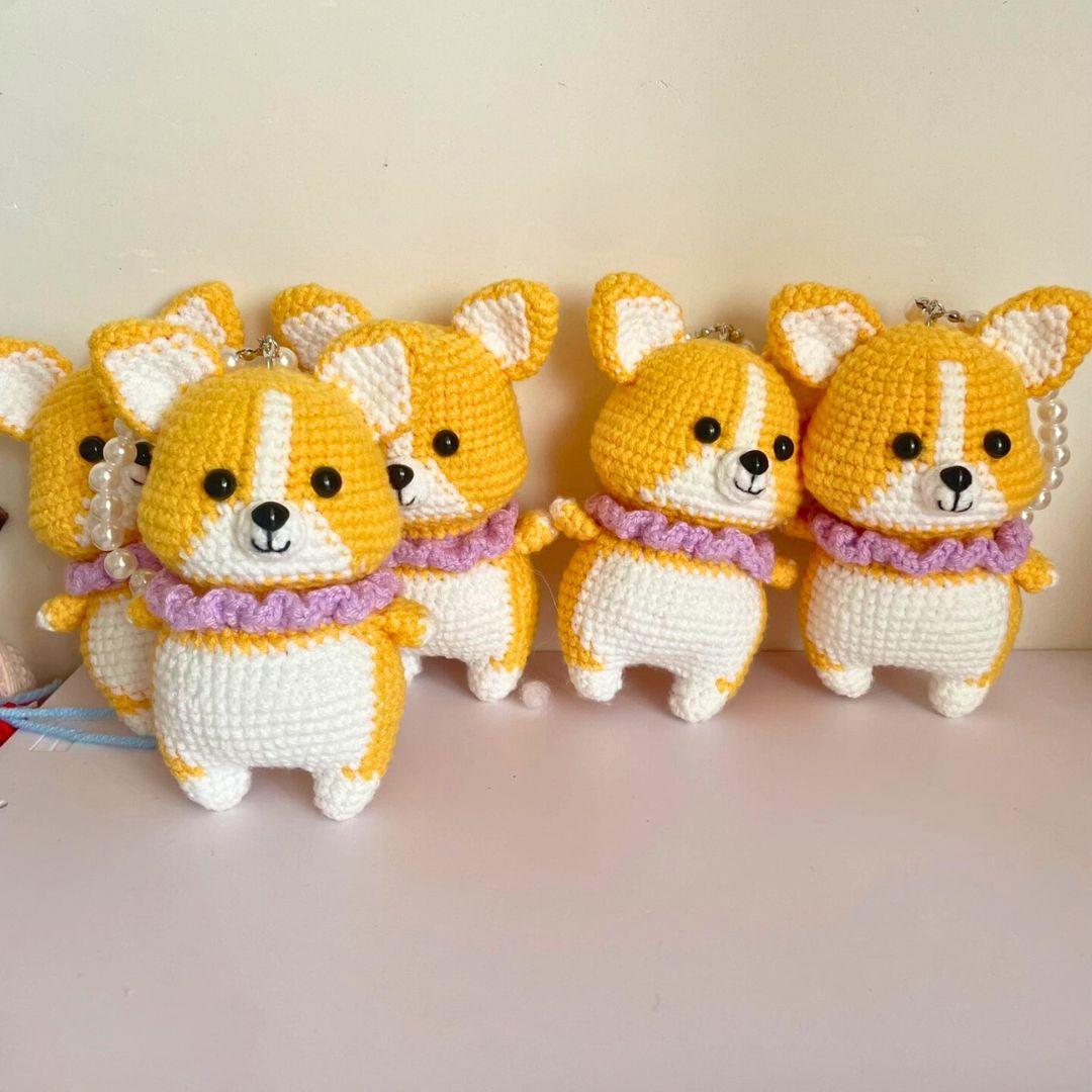 Crochet Corgi Keychain Plush - TheCuteCrochet