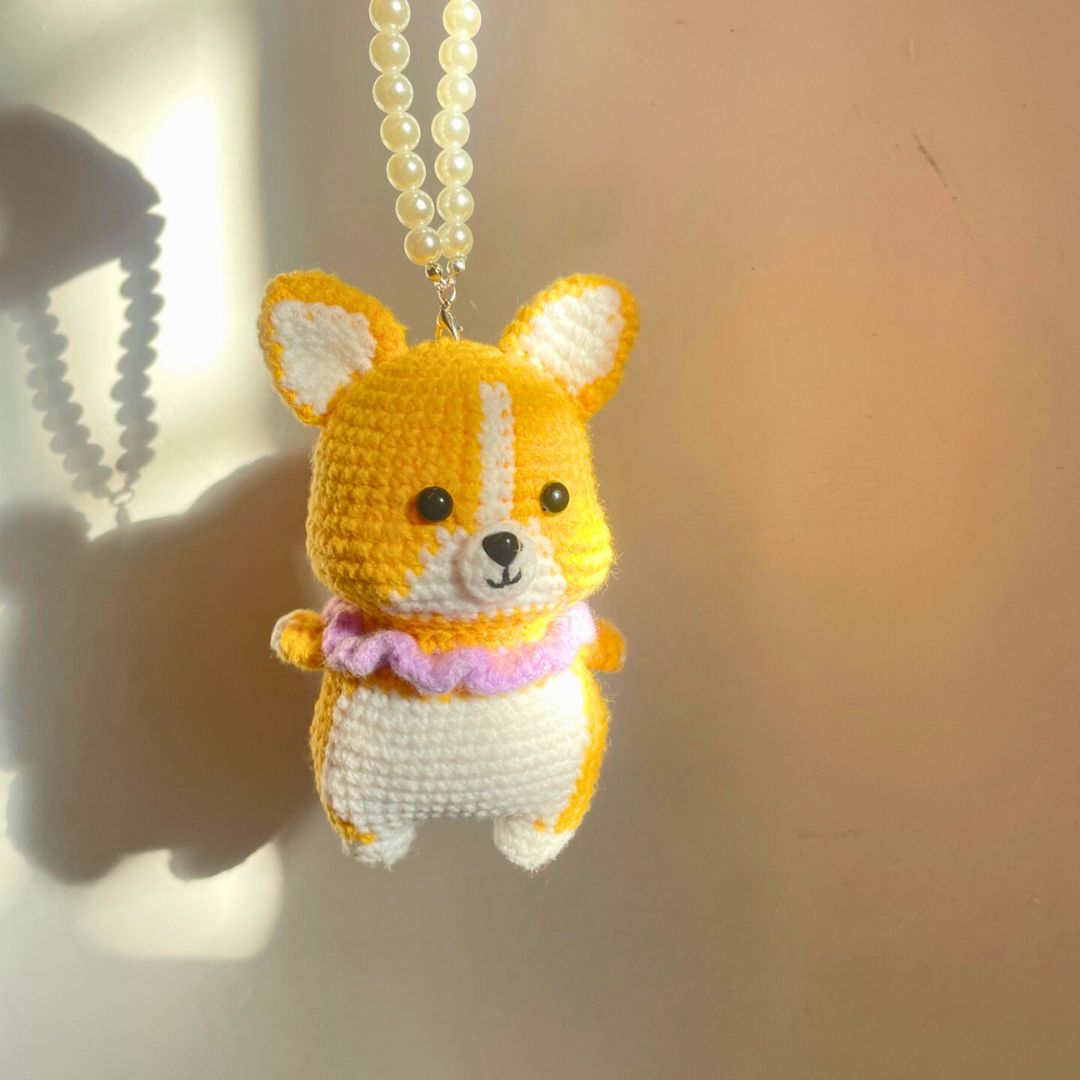 Crochet Corgi Keychain Plush - TheCuteCrochet