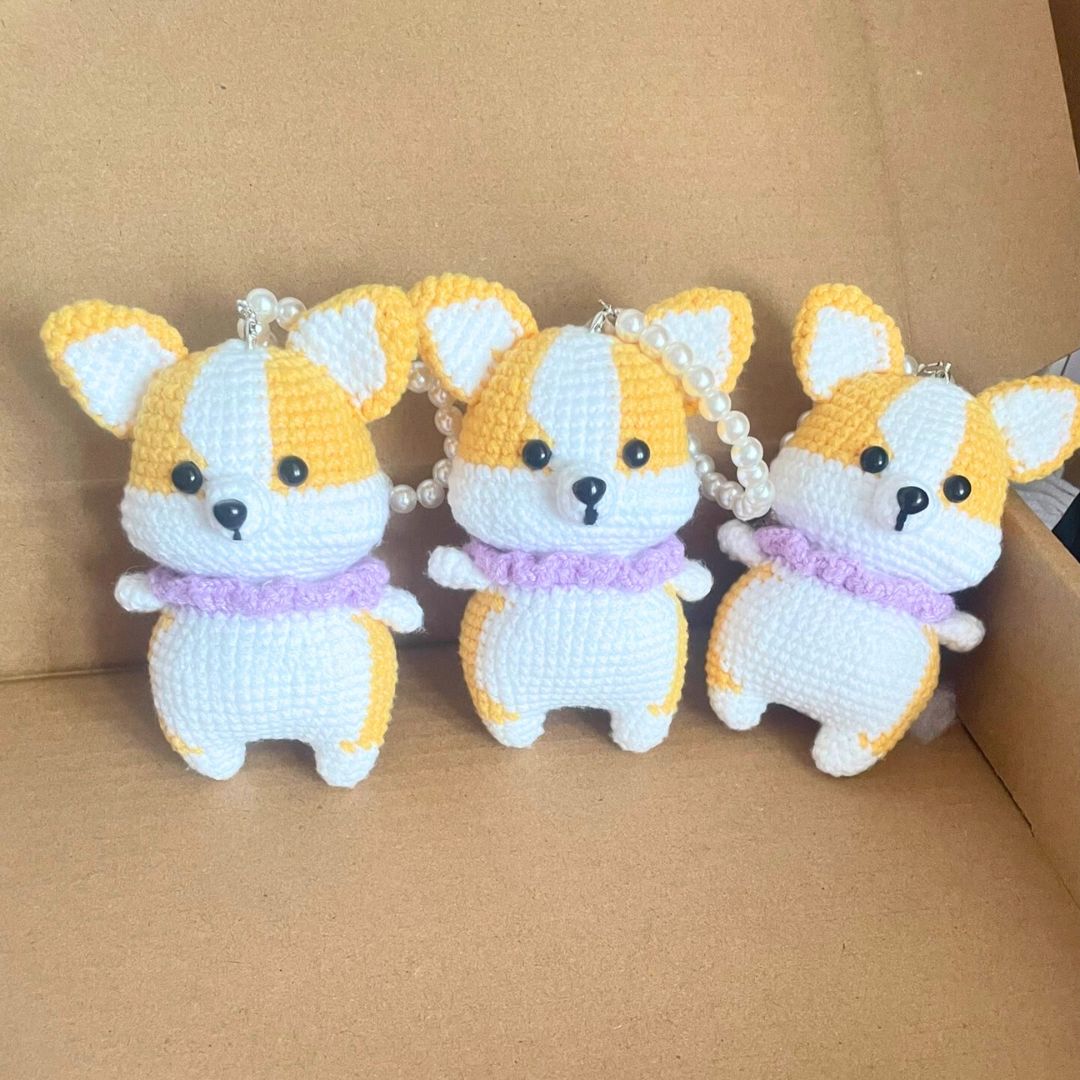 Crochet Corgi Keychain Plush - TheCuteCrochet