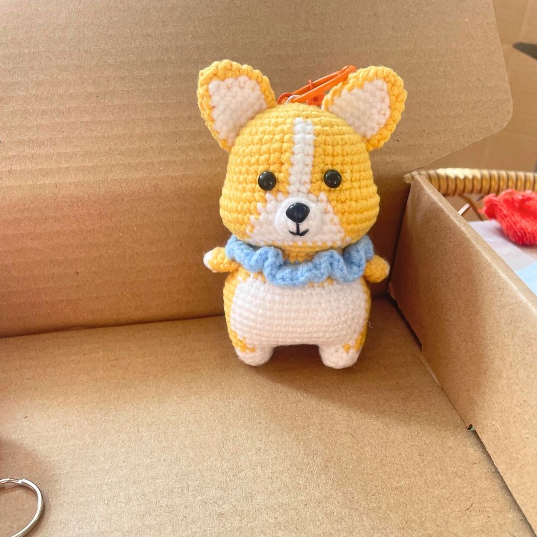 Crochet Corgi Keychain Plush - TheCuteCrochet
