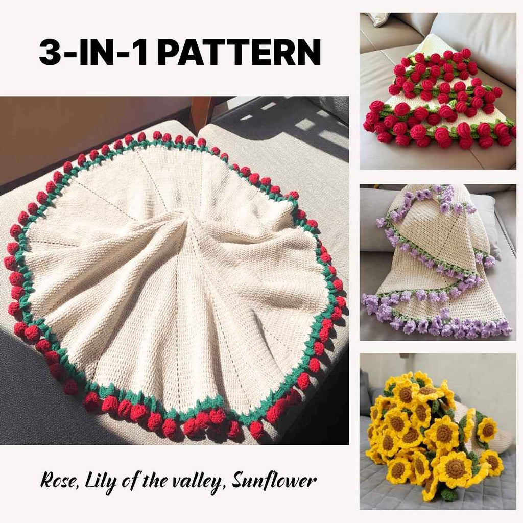 Crochet Flower Bouquet Blanket Pattern - TheCuteCrochet