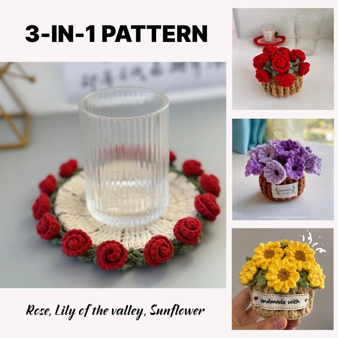 Crochet Flower Coaster & Basket Pattern – TheCuteCrochet