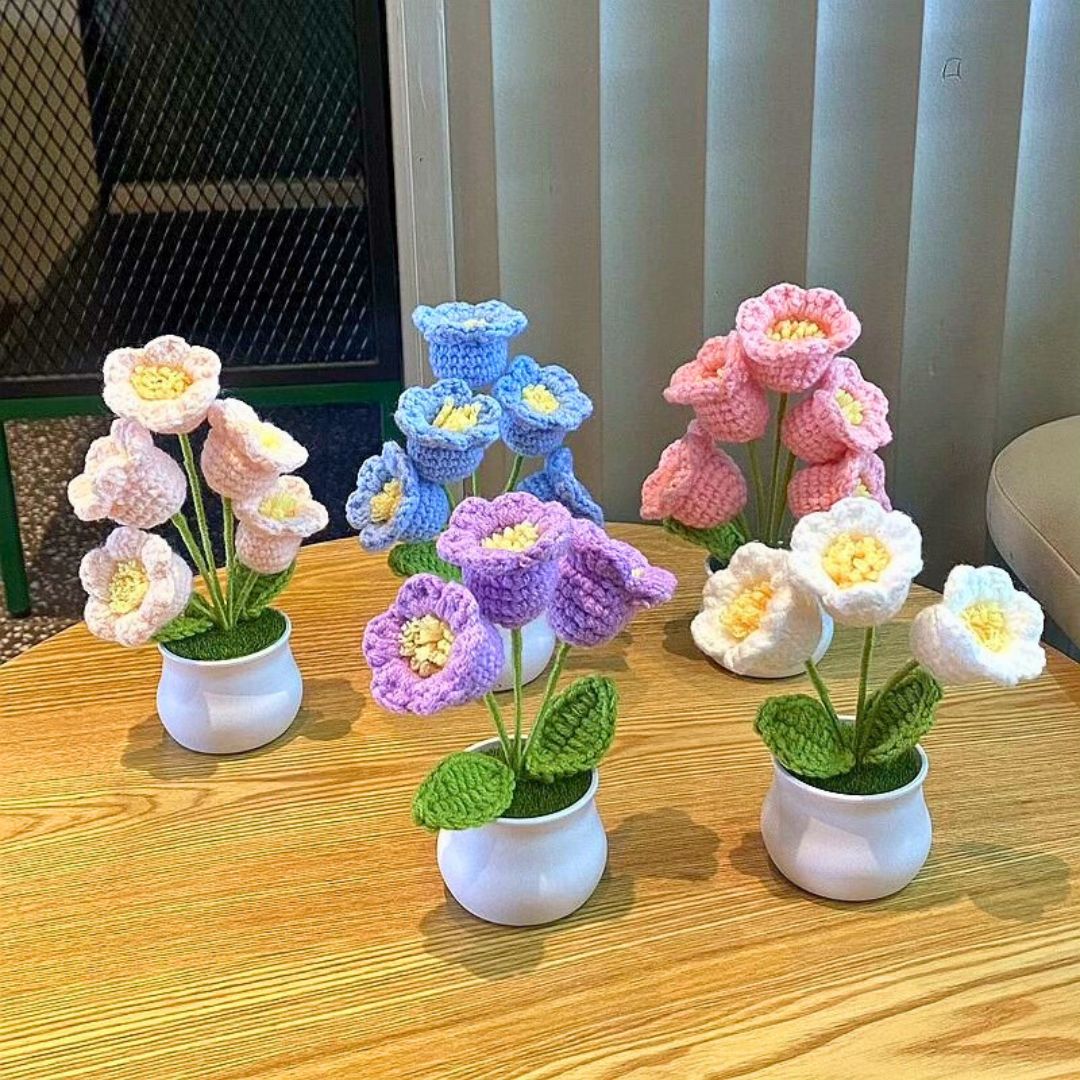 Crochet Flower Pot Decor - TheCuteCrochet