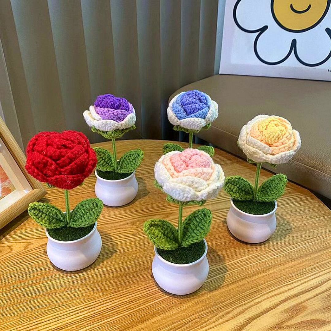 Crochet Flower Pot Decor - TheCuteCrochet
