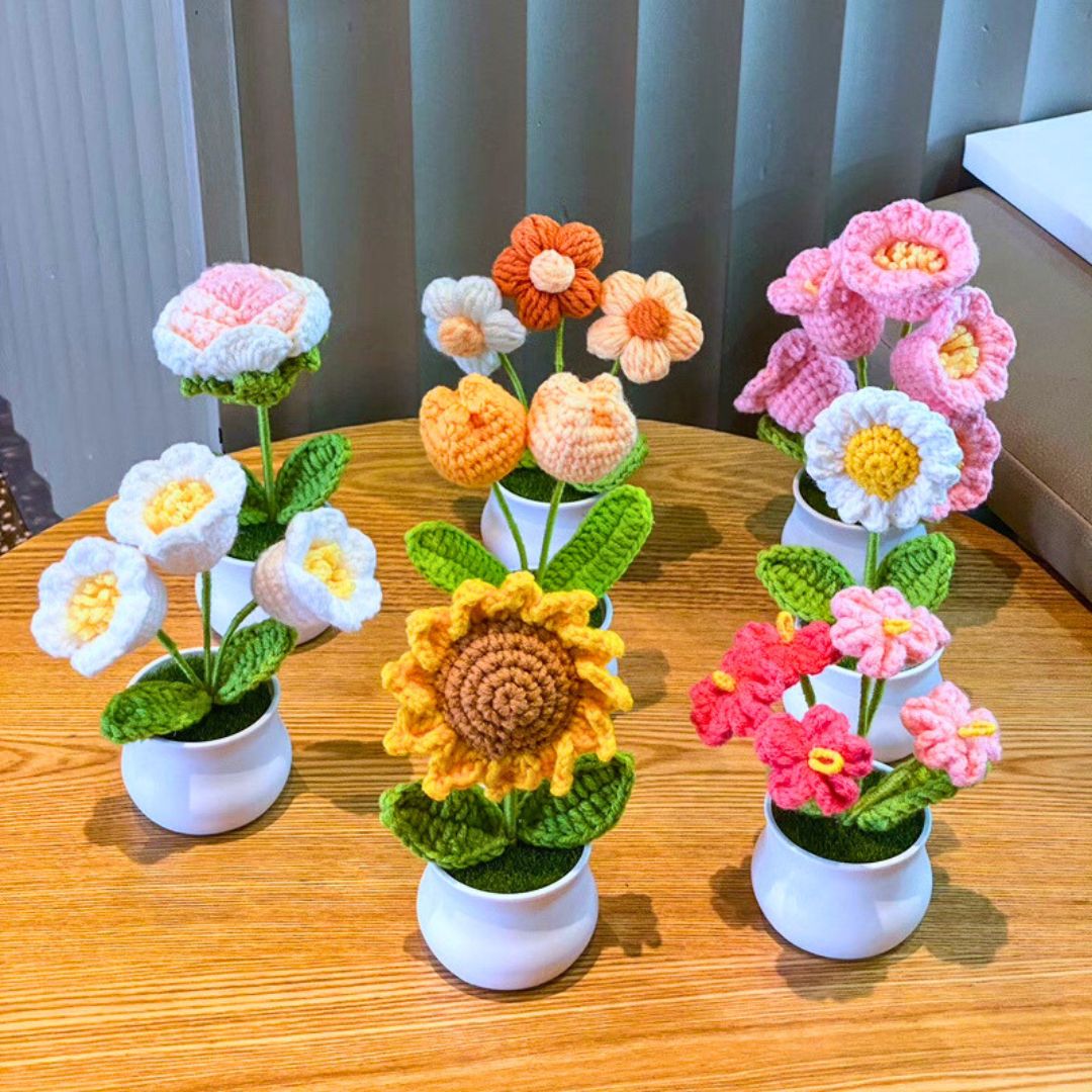Crochet Flower Pot Decor - TheCuteCrochet