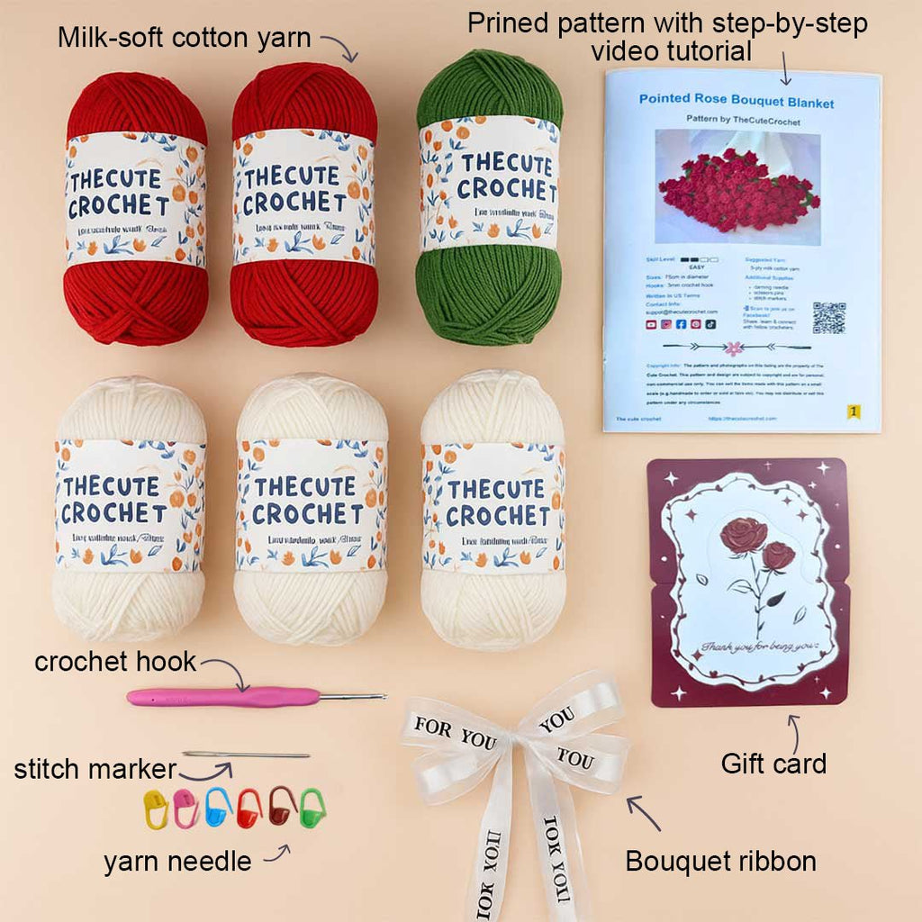 Crochet Pointed Rose Blanket Kit - TheCuteCrochet