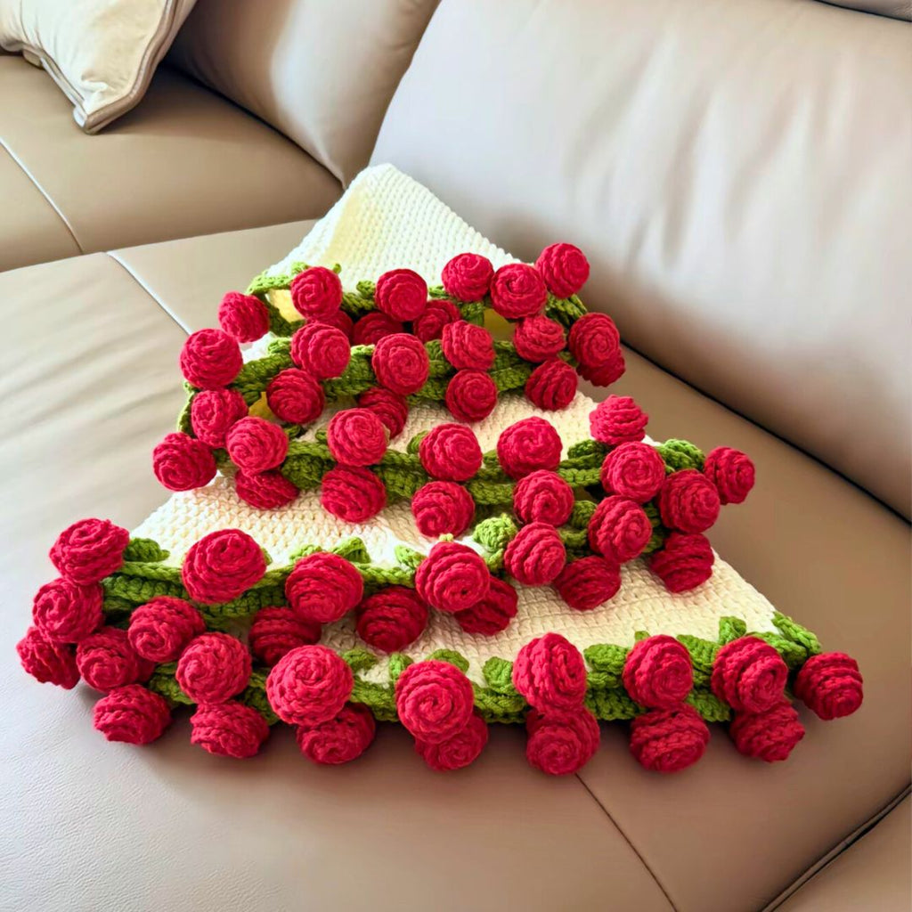 Crochet Rose Blanket Pattern - TheCuteCrochet