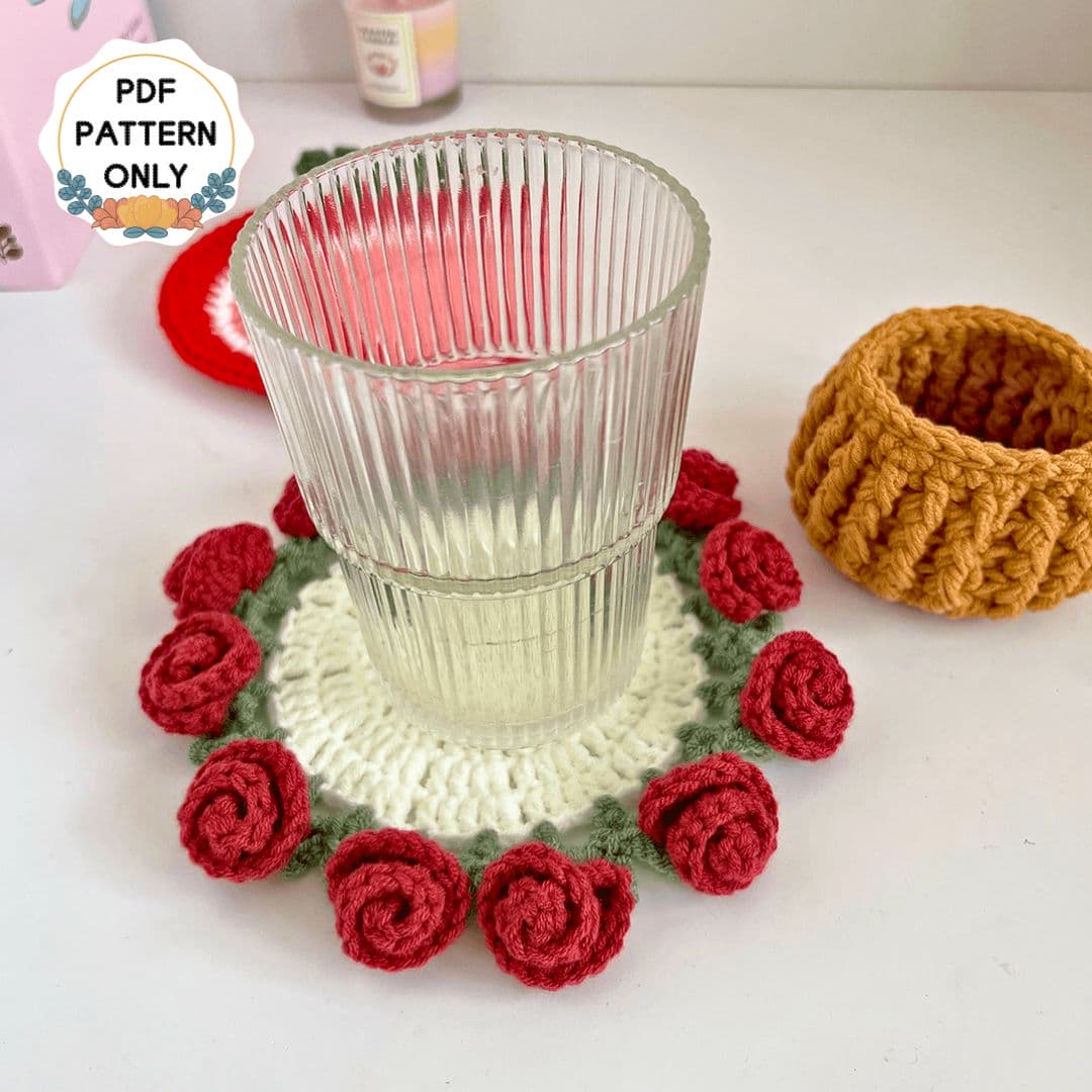 Crochet Rose Coaster & Basket Pattern – TheCuteCrochet