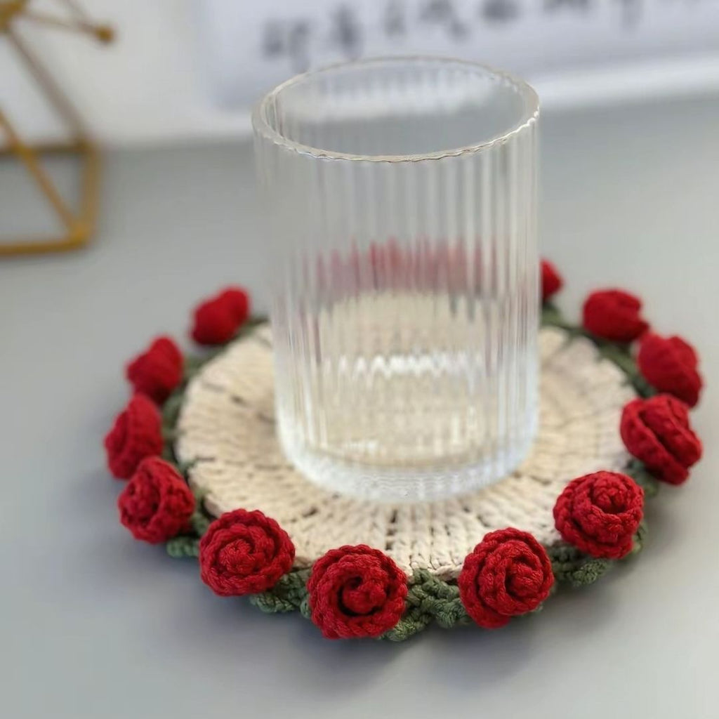 Crochet Rose Coaster & Basket Pattern - TheCuteCrochet