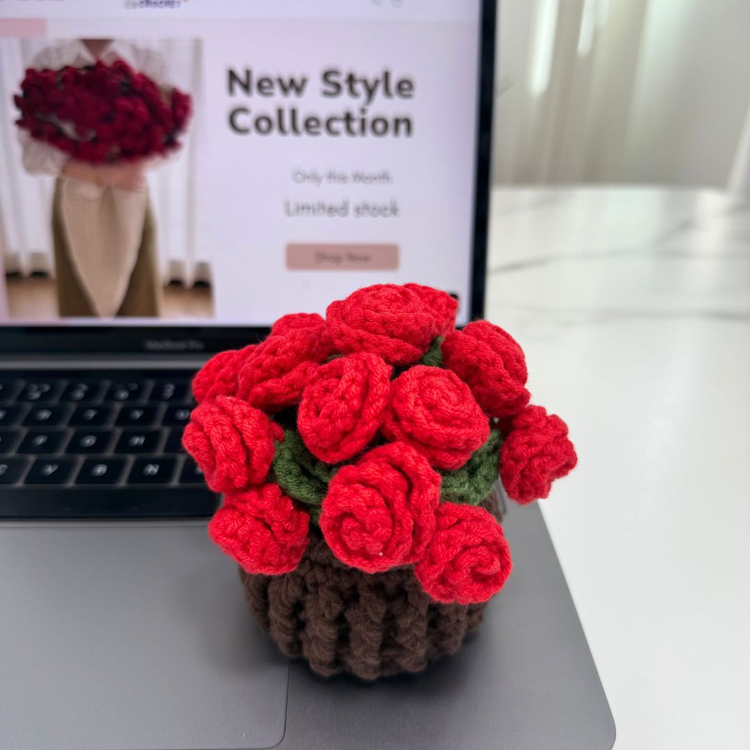 Crochet Rose Coaster & Basket Pattern - TheCuteCrochet