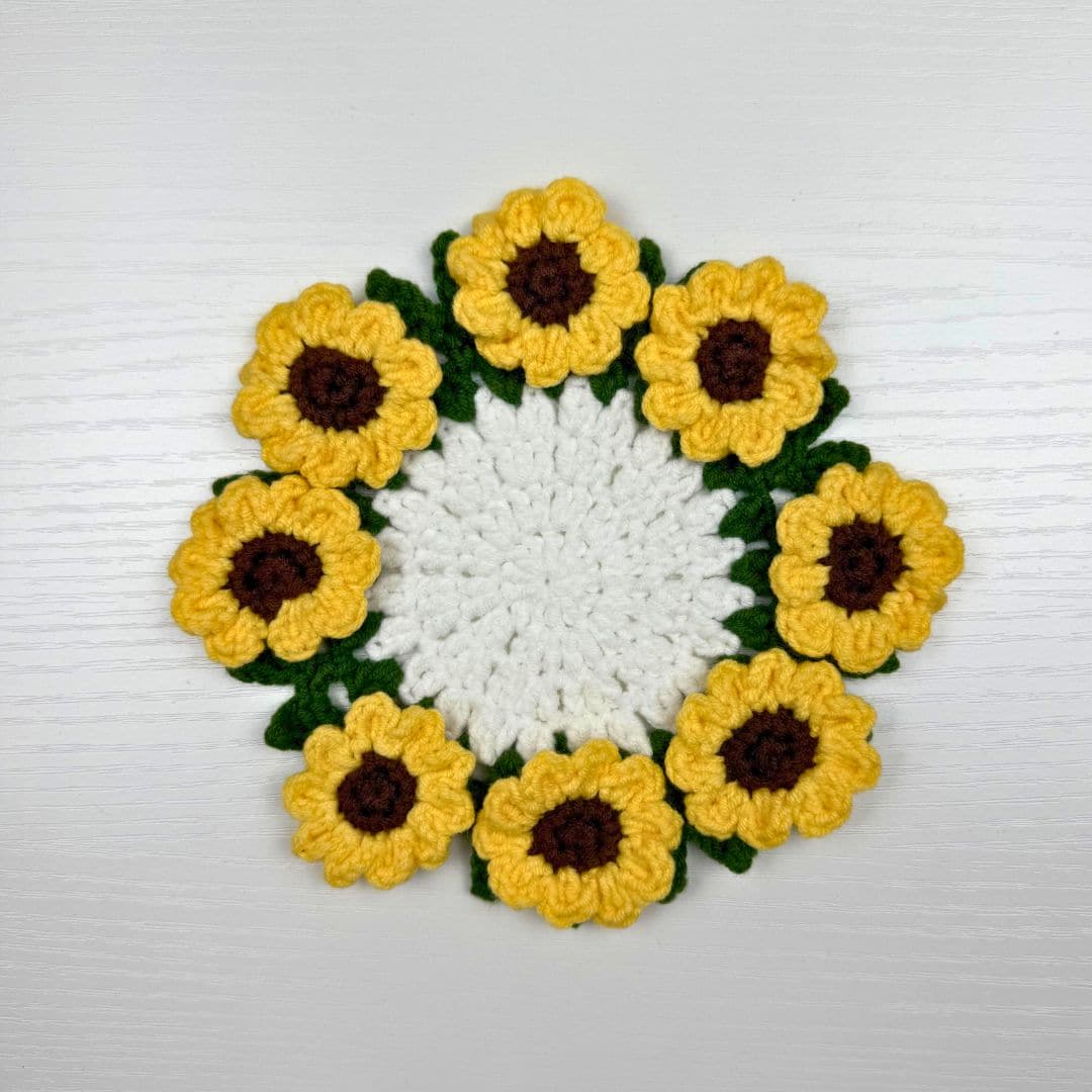 Crochet Sunflower Coaster & Basket Pattern - TheCuteCrochet