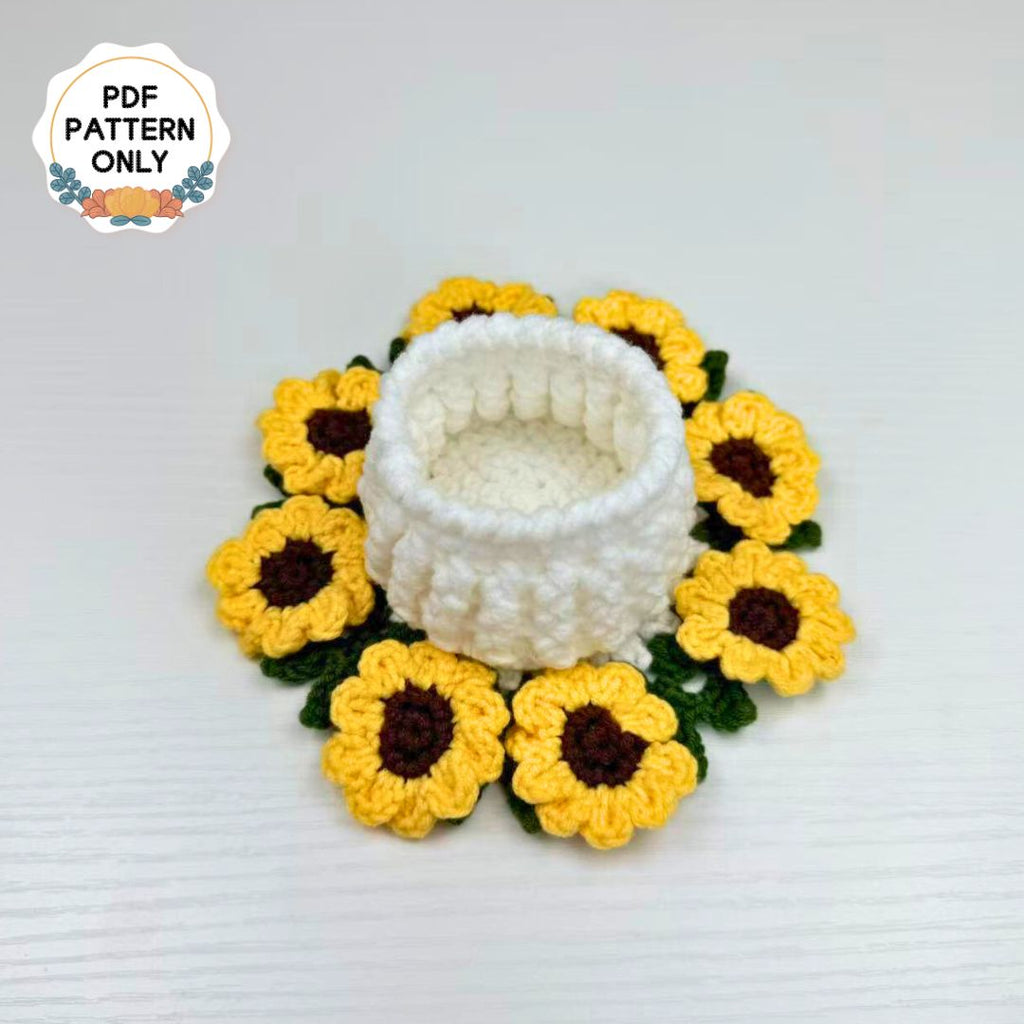 Crochet Sunflower Coaster & Basket Pattern - TheCuteCrochet