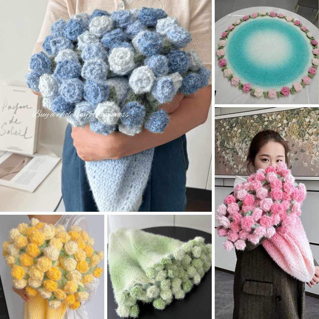 Custom Rose Bouquet Blanket - TheCuteCrochet