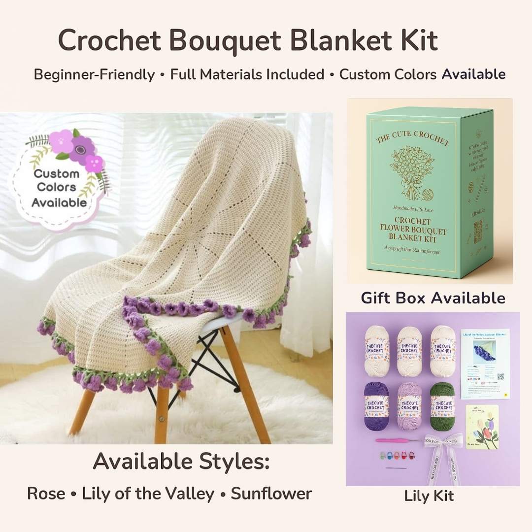 Customizable Crochet Bouquet Blanket Kit - TheCuteCrochet