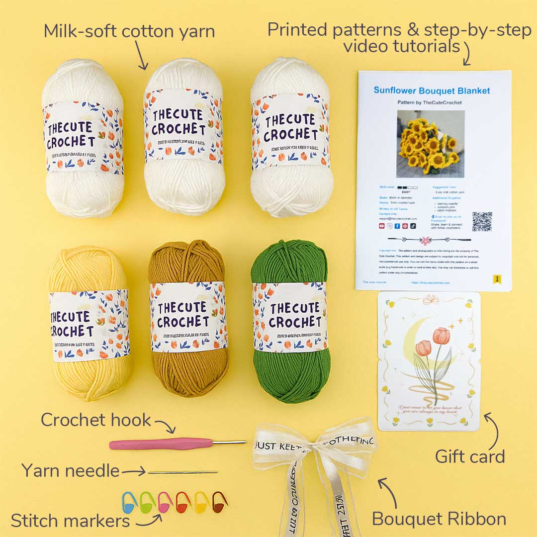 Customizable Crochet Bouquet Blanket Kit - TheCuteCrochet