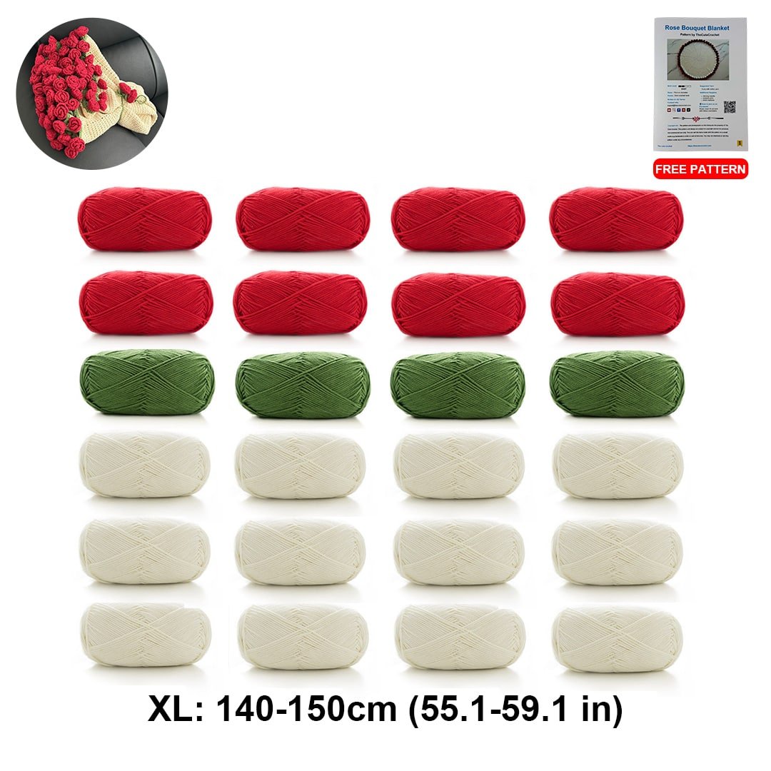 DIY Crochet Kit – Rose Bouquet Blanket Yarn Pack - TheCuteCrochet