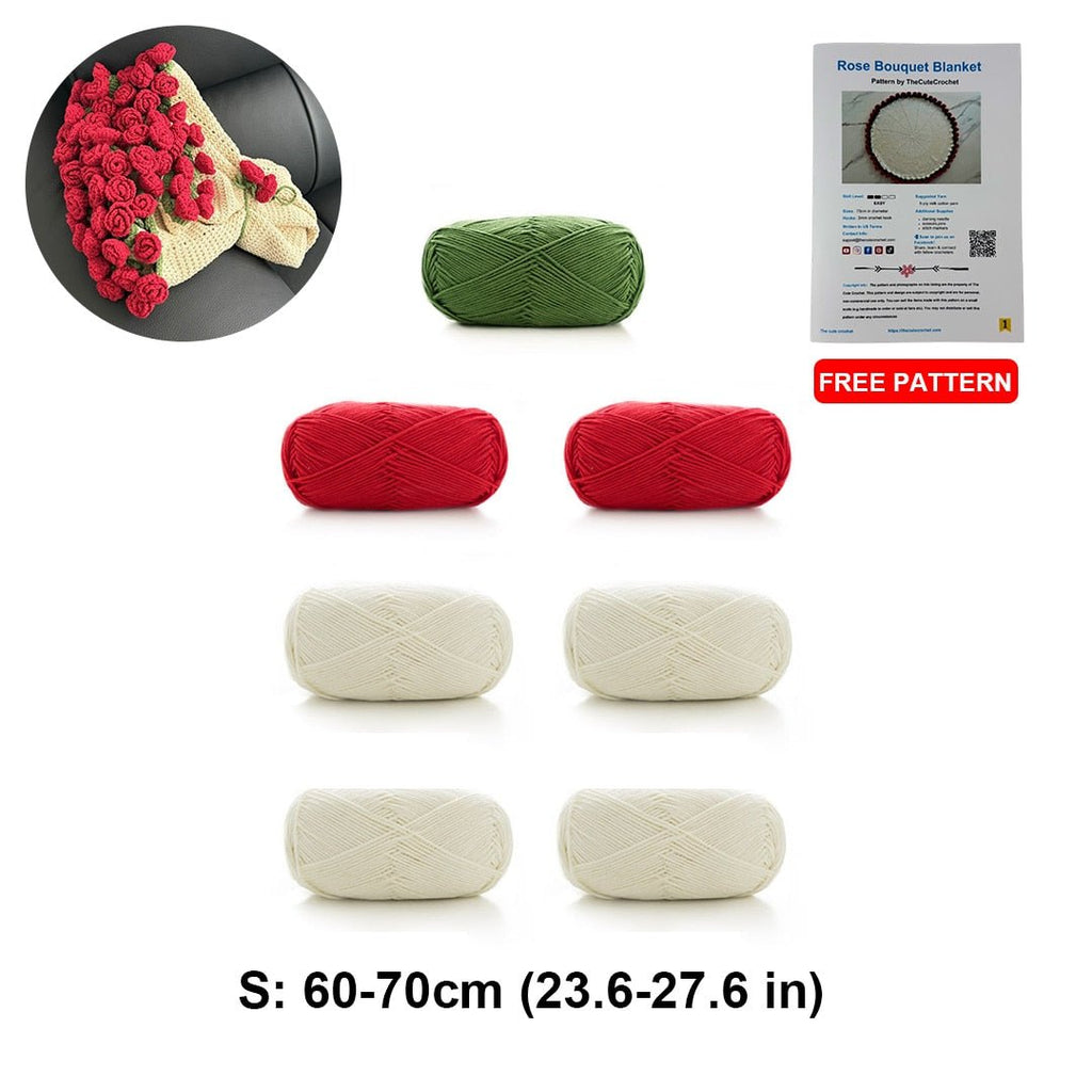 DIY Crochet Kit – Rose Bouquet Blanket Yarn Pack - TheCuteCrochet