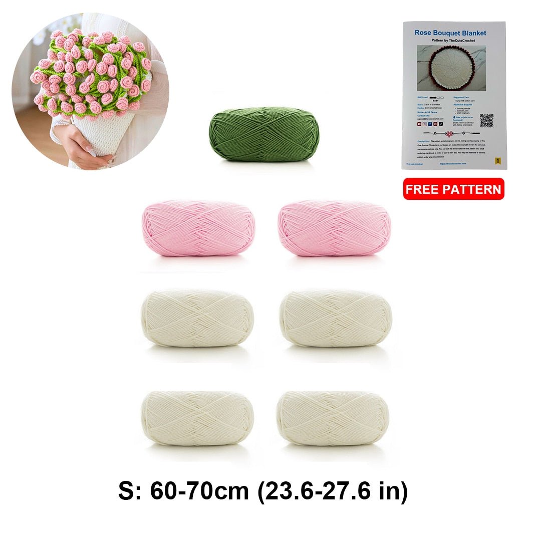 DIY Crochet Kit – Rose Bouquet Blanket Yarn Pack - TheCuteCrochet