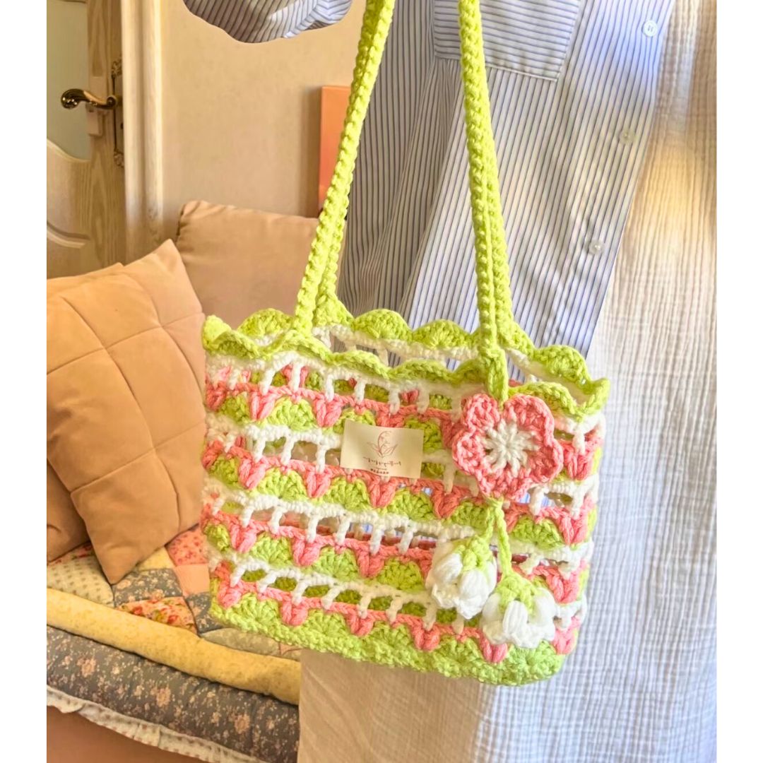 Handmade Crochet Bag with Flowers - TheCuteCrochet