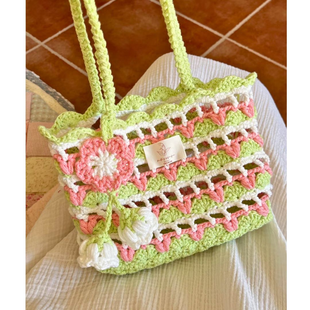 Handmade Crochet Bag with Flowers - TheCuteCrochet