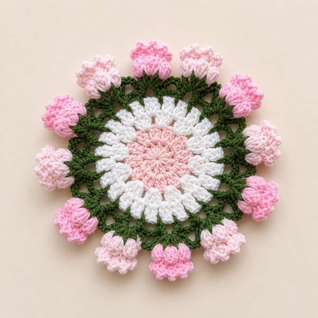 Handmade Crochet Flower Coaster - TheCuteCrochet