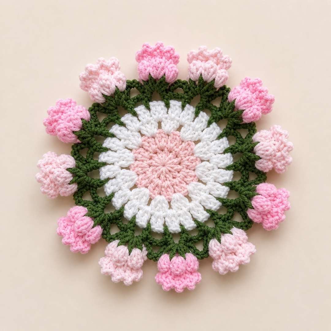 Handmade Crochet Flower Coaster - TheCuteCrochet