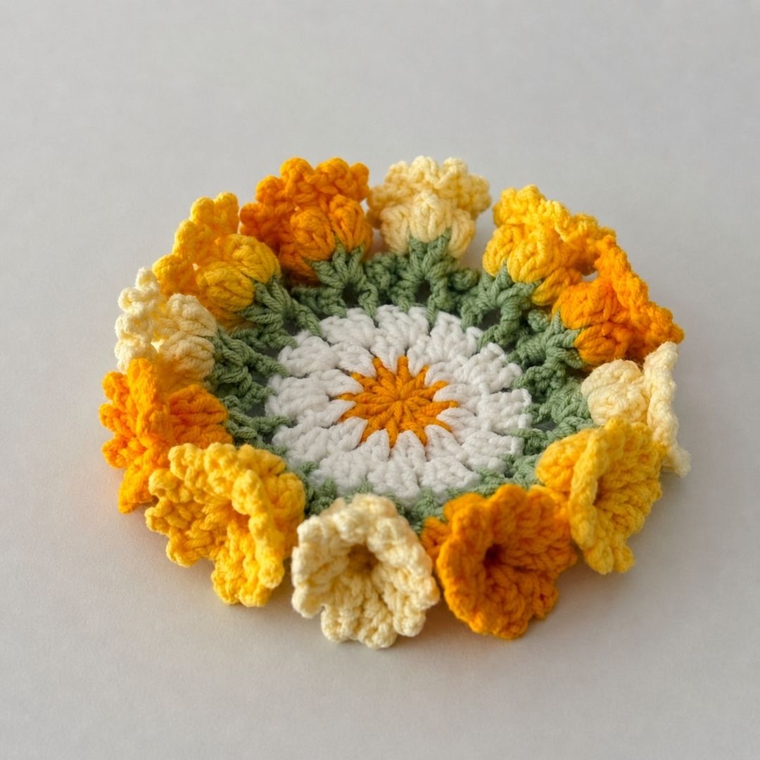 Handmade Crochet Flower Coaster - TheCuteCrochet