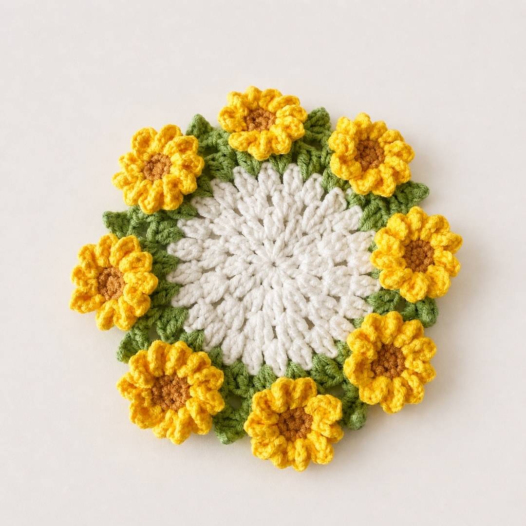 Handmade Crochet Flower Coaster - TheCuteCrochet