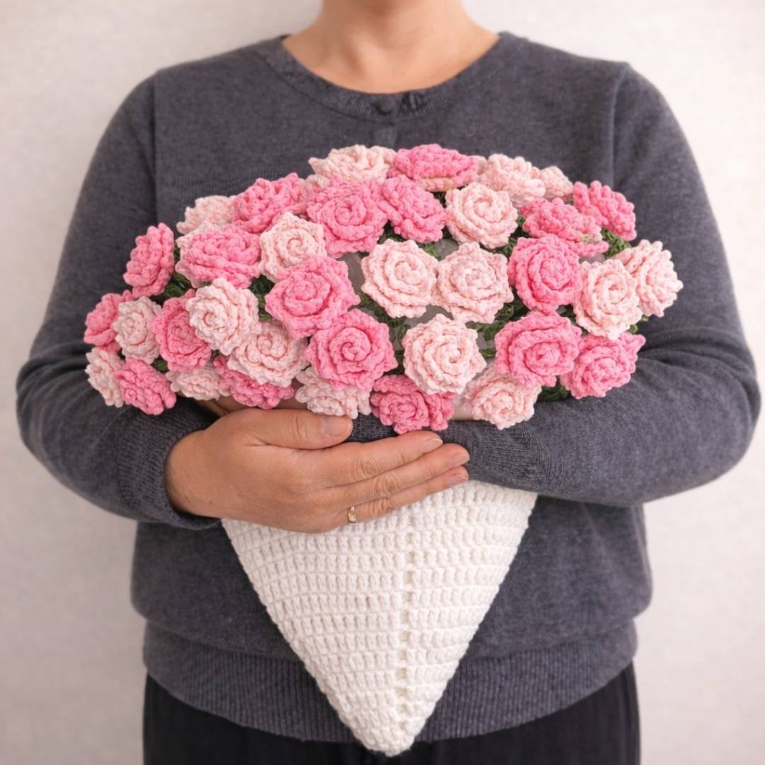 I ❤️ MOM Crochet Bouquet Blanket - TheCuteCrochet