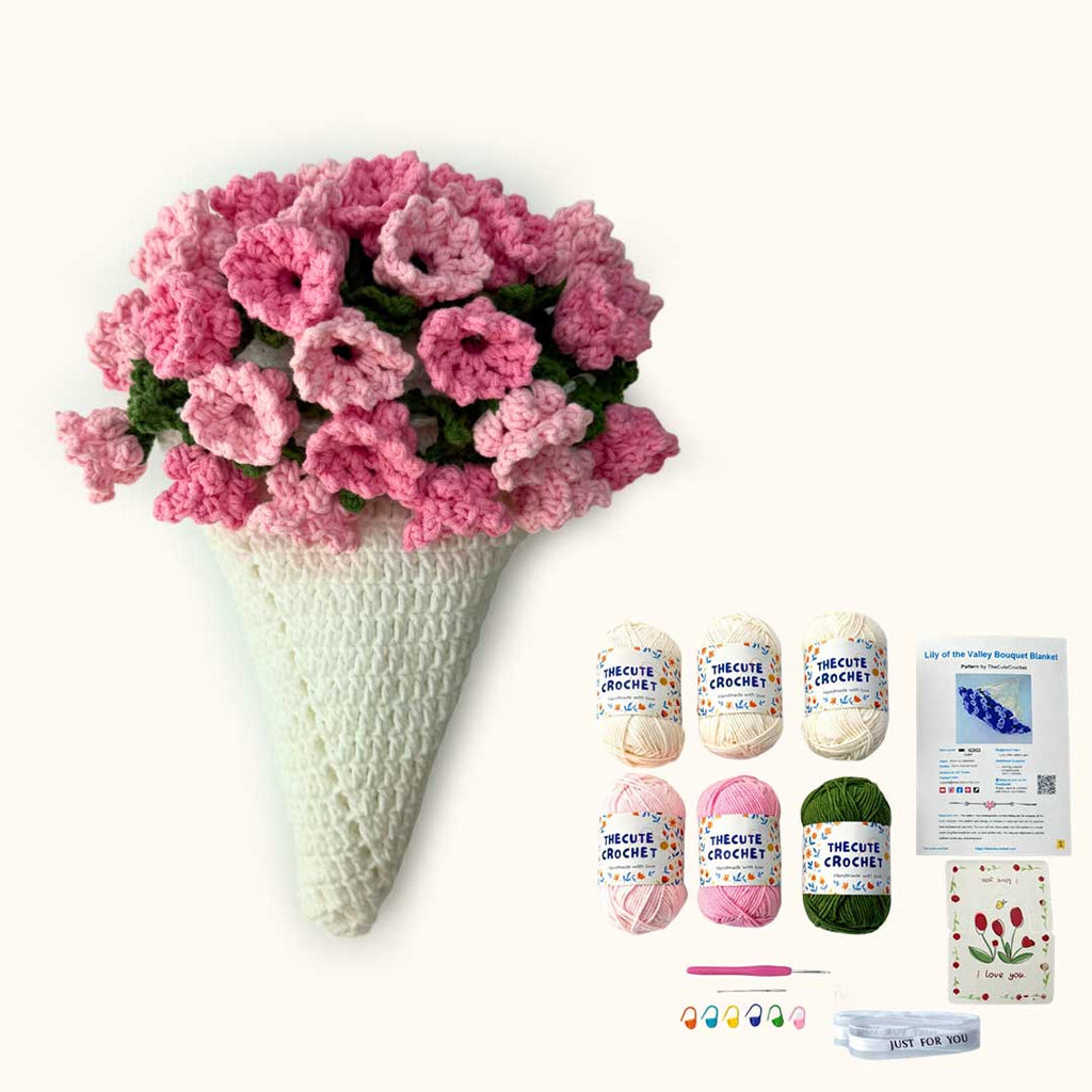 white lily crochet blanket Lily of the Valley Crochet Bouquet Blanket Kit – TheCuteCrochet
