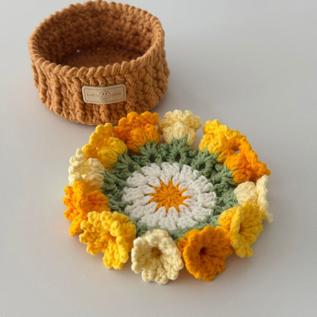 Lily of the Valley Crochet Coaster & Basket Pattern - TheCuteCrochet