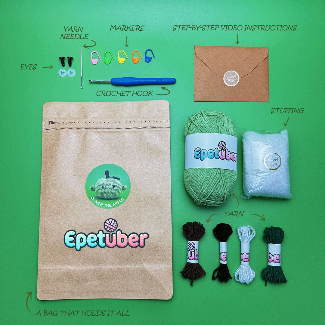 Oliver the Apple Crochet Kit - TheCuteCrochet