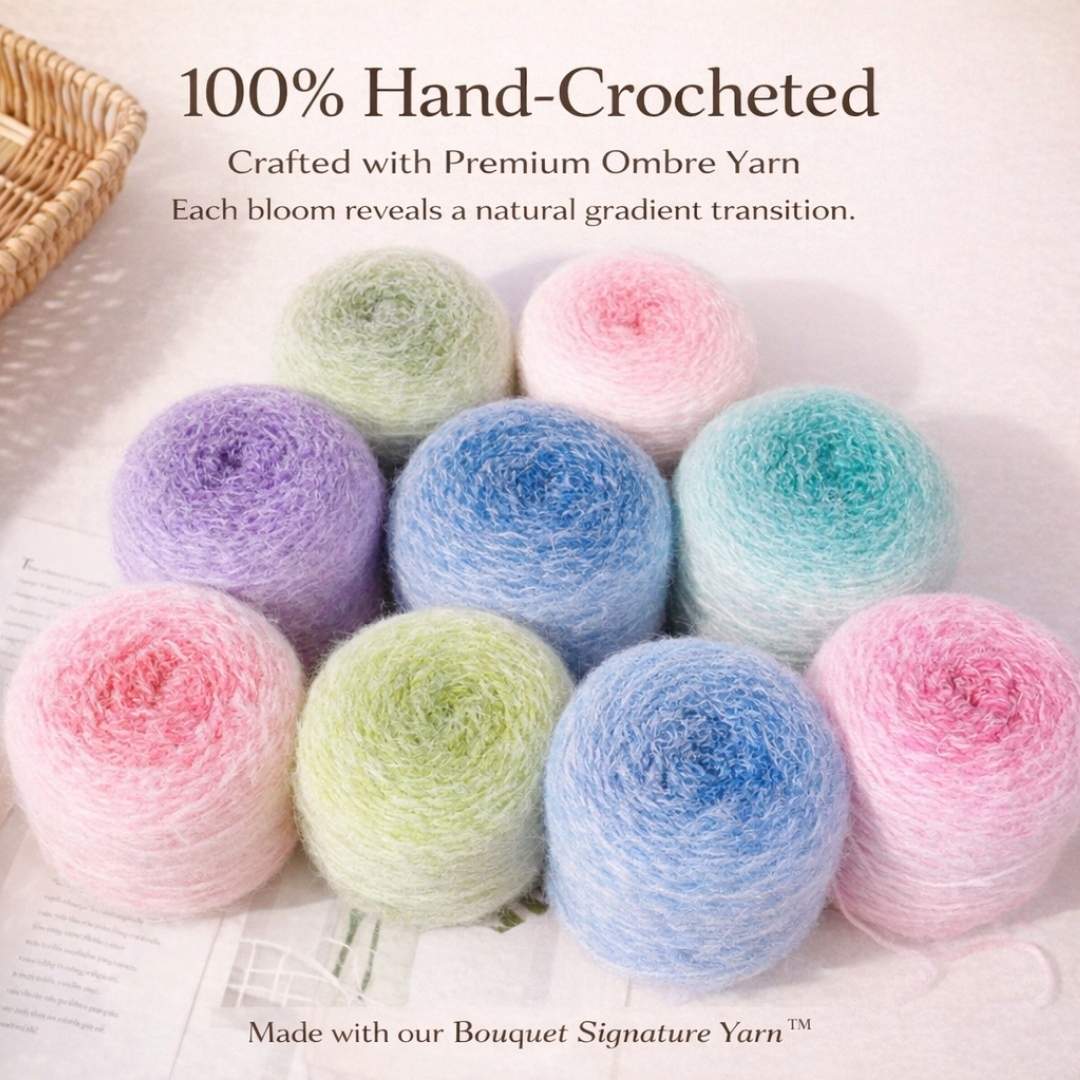 Ombre Flower Crochet Bouquet Blanket - TheCuteCrochet