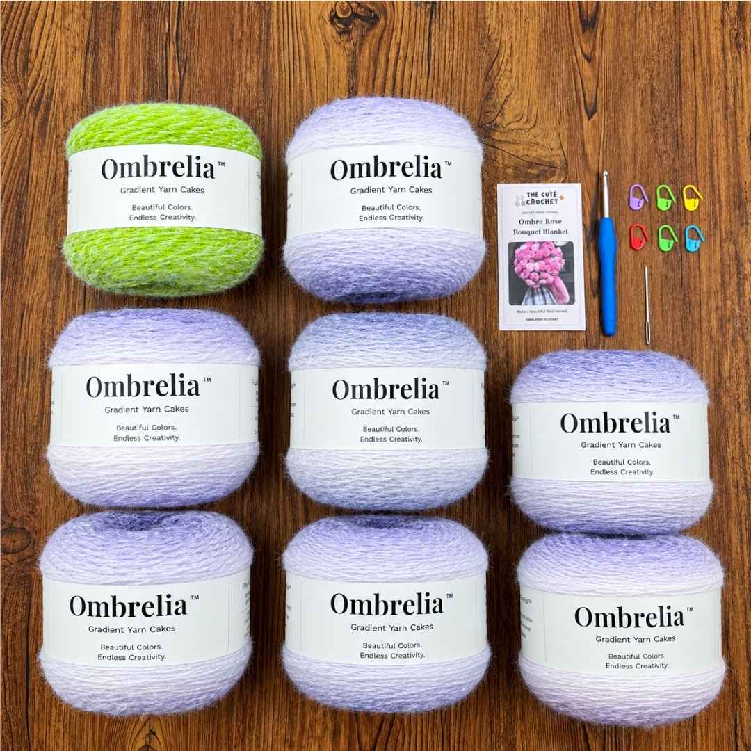 Ombre Rose Crochet Bouquet Blanket Kit - TheCuteCrochet