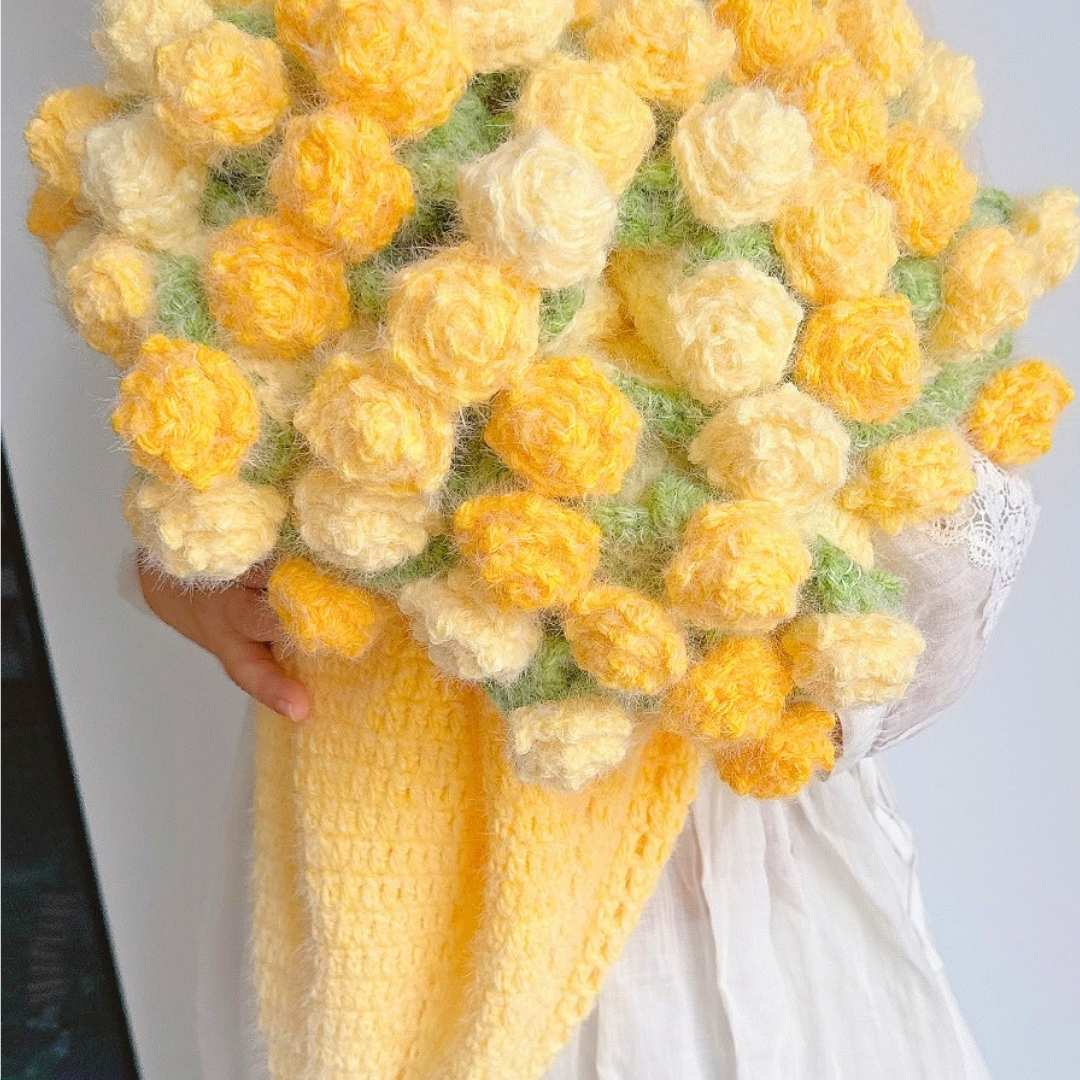 Ombre Rose Crochet Bouquet Blanket Kit - TheCuteCrochet